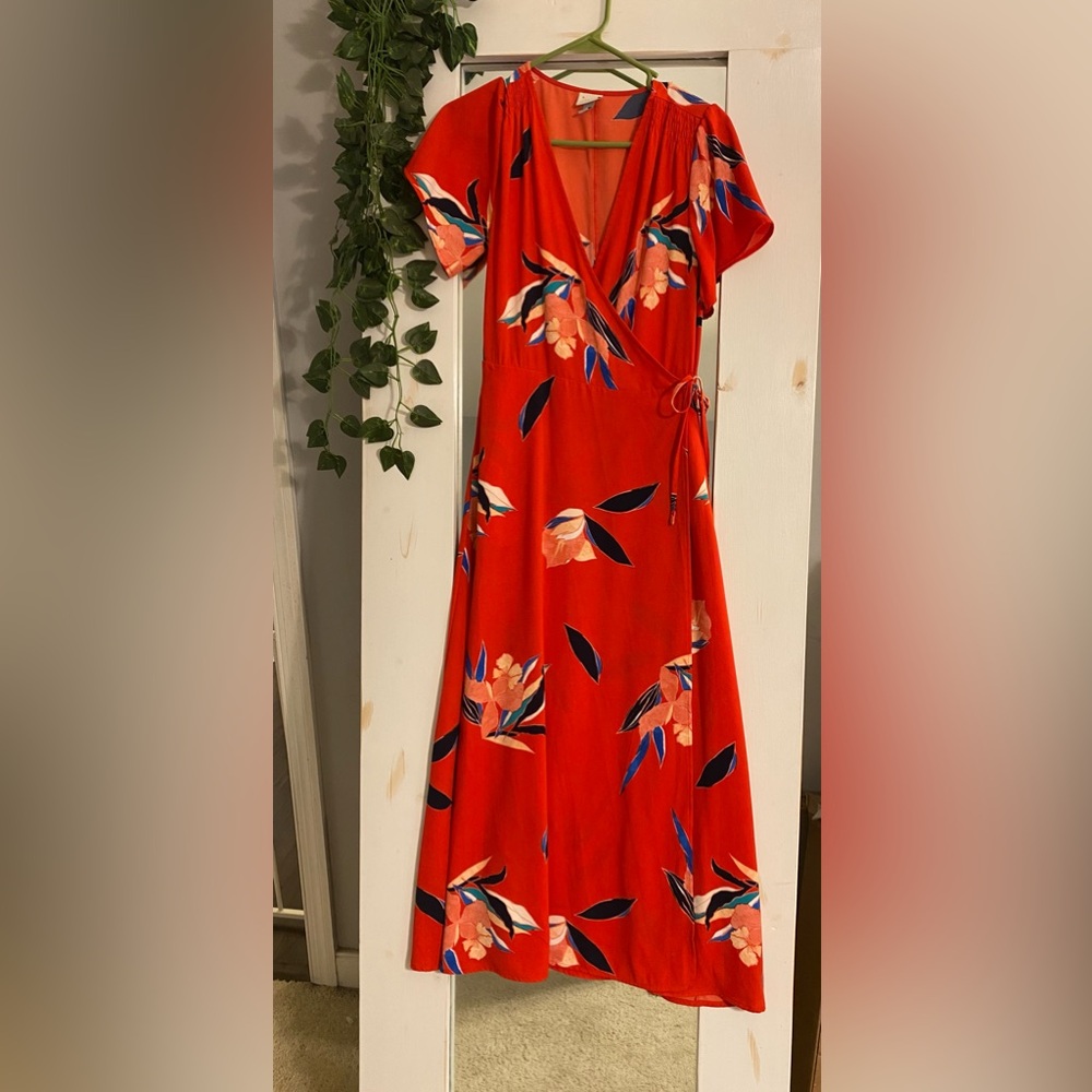 Red floral maxi wrap dress a new day